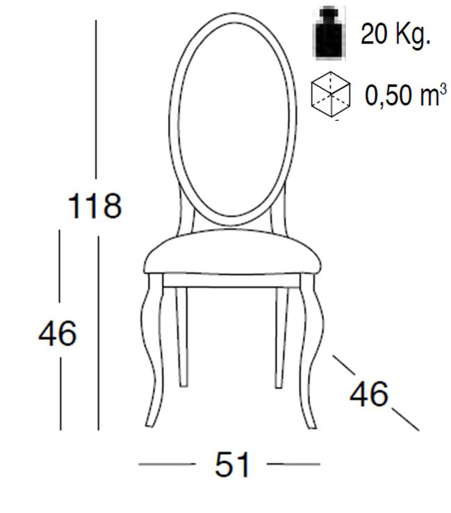 Dimensions chaise Hades Dimensions chaise Hades